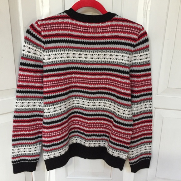 LOFT Red and Black Striped Cardigan - Picture 9 of 12